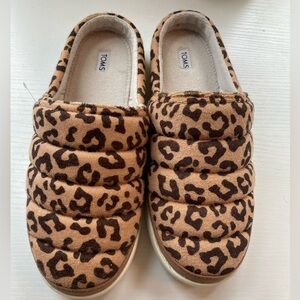 Toms Tan and Brown Animal Print Slip-Ons 8.5 women